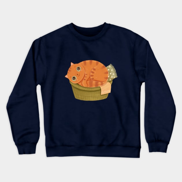 Cute cat in a basket Crewneck Sweatshirt by Cute & Cozy